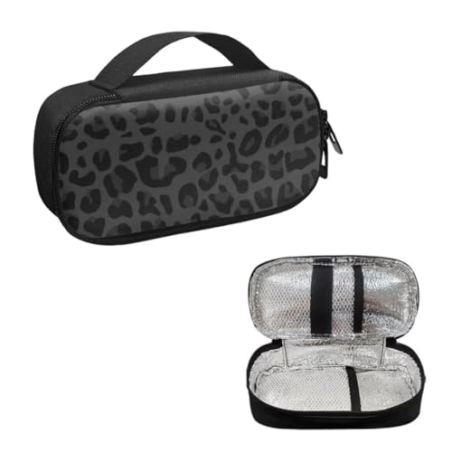 Black Leopard Insulin Pen Cooler Travel Case Diabetic Medication Insulated Cool Organizer for Insulin Pen and Other Diabetic Supplies for The Daily Life and Trip - color: Black Leopard