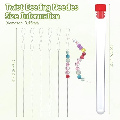 12Pcs Beading Needles Extra Fine 0.02"& Long 5.5" for Seed Beads