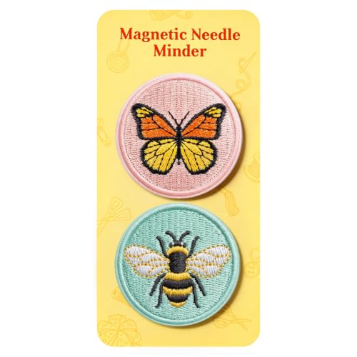 DELLAN 2-Pack Magnetic Needle Minder for Cross Stitch & Embroidery - color: Bee&Butterfly