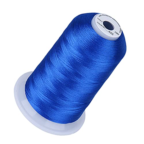 Simthread Embroidery Thread 5500 Yards Electic Blue 420, 40wt 100% Polyester for Brother, Babylock, Janome, Singer, Pfaff, Husqvarna, Bernina Machine - color: ElecticBlue420