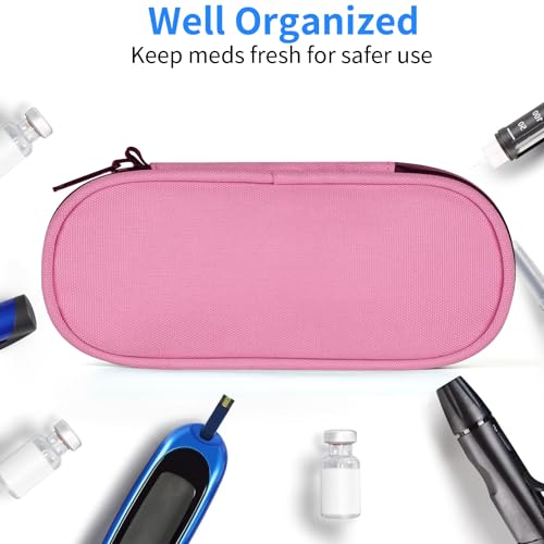 Insulin Pen Cooler Travel Case with 2 Reusable TSA Approved Ice Packs, Diabetic Medication Insulated Cooler Bag for Insulin Pens and Other Diabetic Supplies Storage Pink - color: Pink