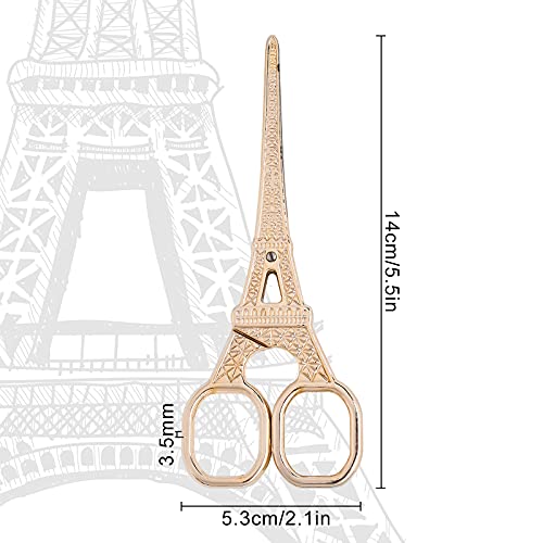 SUNNYCLUE 5.5Inch Sewing Scissors Vintage Stainless Steel European Tower Scissors for Fabric & Paper Cutting Craft Threading Household Daily Use Cross-Stitch, Light Gold - color: Light Gold