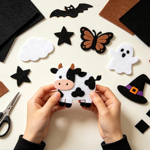 NEBURORA 12 Pcs 2mm Thick Stiff Felt Sheets for Crafts Sewing(Black) - color: Black