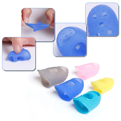 AUGSUN 40pcs Silicone Guitar Finger Guards 5 Sizes Fingertip Protectors - color: Multicolor