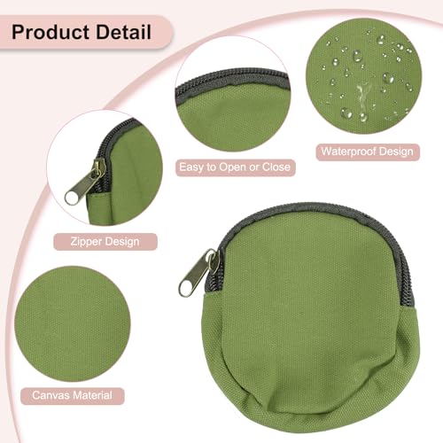 uxcell Mini Canvas Coin Purse Pouch, 3.9" Blank Round Mini Coin Wallet Small Change Purses Portable Organizer Bags with Zipper for Women Men Home DIY, Green - color: Green