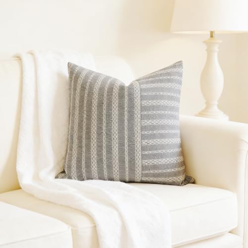 Slow Cow Square Throw Pillow Cover Stripe 18 x 18 Inches Black Beige - color: Mixd Black, size: 18" x 18" (Pack of 1)