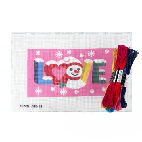 Howie's Needlepoint Needlepoint Kits for Adults & Beginners, 18 Mesh Printed Needlepoint Canvas, Stamped Patterns Canvas Starter Kits(Snowy Love,11"x 6") - color: Snowy Love