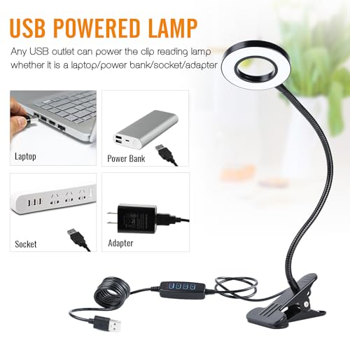 Clamp on Lamp, Desk Lamps, 8W Clip Light, Warm & Daylight & White Light 3 Colors, 10 Dimmable Illumination Modes (2 Pack) - size: 2-pack