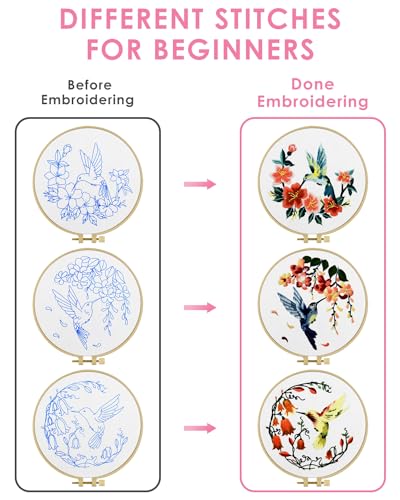TINDTOP Beech Wood Embroidery Hoop Stand, with Hummingbird Embroidery - color: Set A