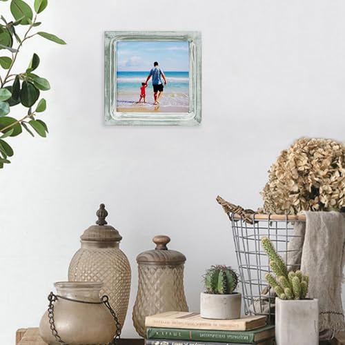 CVHOMEDECO. 6x6 Picture Frame Made of Solid Wood High Definition Glass Rustic Vintage Designs Small Photo Frame for Tabletop Display and Wall Mounting, Distress Grey - color: Distress Grey A, size: 6" X 6"