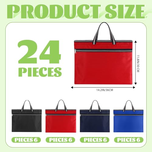 24 Pcs Large Zipper Pouch Handle, Waterproof File Bag, 4 Colors