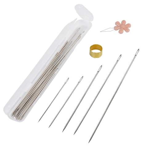 Heavy‑Duty Hand Sewing Needles, 5 Sizes 3‑7 Inch, 25 Pcs Large Needles for Thick Fabrics