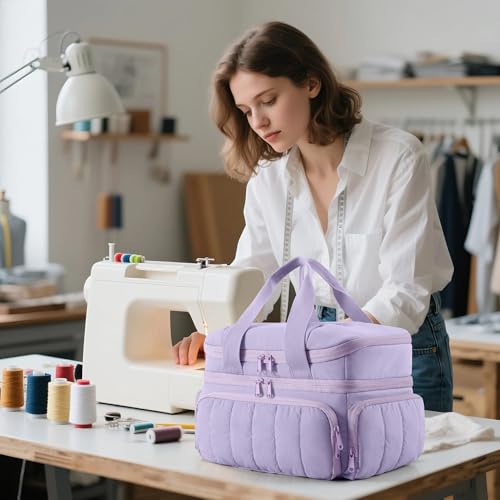 Marscamd Sewing Organizer Bag with Detachable Dividers, Purple (Bag Only) - color: Purple