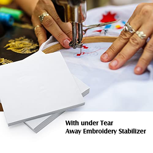 200 Sheets Tear Away stabilizer for Embroidery Backing Precut Sheets Black White Fabric Stabilizer for Machine Embroidery Hand Sewing Hoops Quilting, Weight 2.1 oz(8 x 8 Inch)