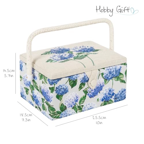 Hobby Gift Medium Sewing Box Organiser - color: Blue Hydrangea