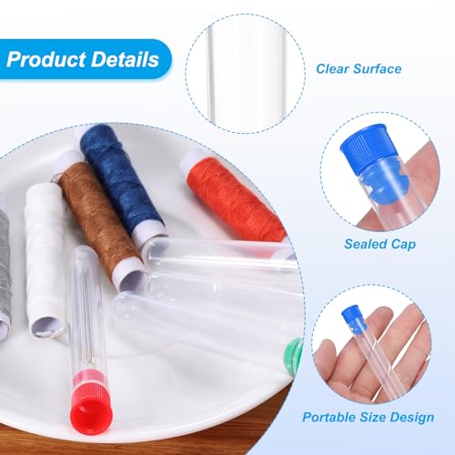 PATIKIL 4" Length Plastic Sewing Needle Storage Holder, 10 Pcs Portable Matte Embroidery Needle Pin Toothpick Storage Tubes Case for Craft Knitting, Blue - color: Blue, size: 4"