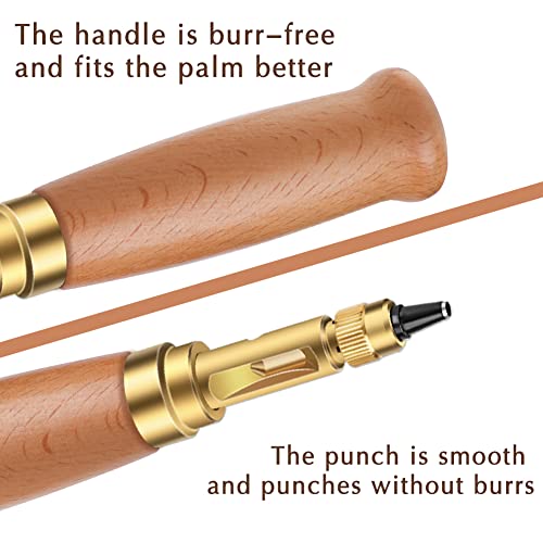 TLKKUE Adjustable Leather Hole Punch Automatic Screw Hole Punch Tool - color: Wood Color