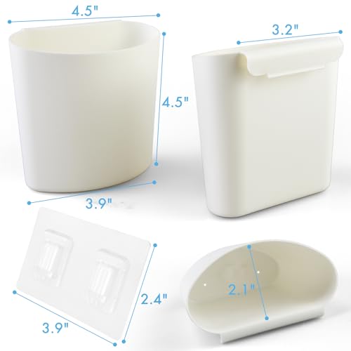 4 Pack Wall Caddy Pen Holders, Adhesive Wall Mount Hanging Bins Cups(White) - color: White