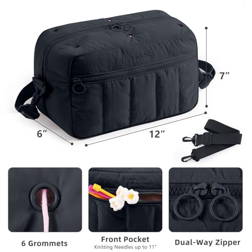 MYBAGZING Crochet Bag Organizer Knitting Bag Yarn Storage for Crochet Hook - color: Black, size: Medium - 12"