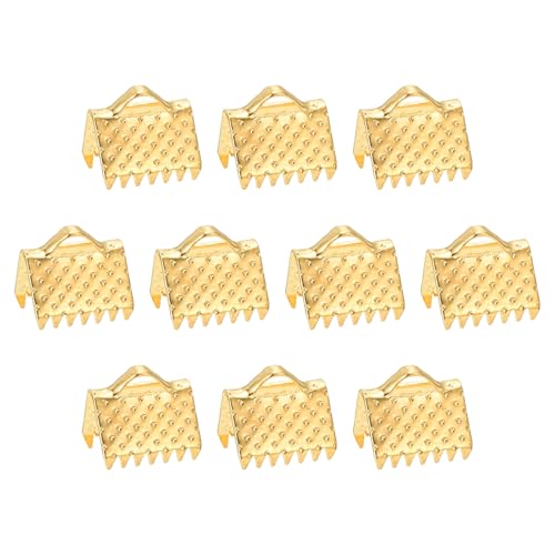 Uxcell 280Pcs Gold Ribbon Crimp Clamp Ends, 8mm Cord Ends Fasteners for DIY Jewelry Making - color: Gold, size: 8mm