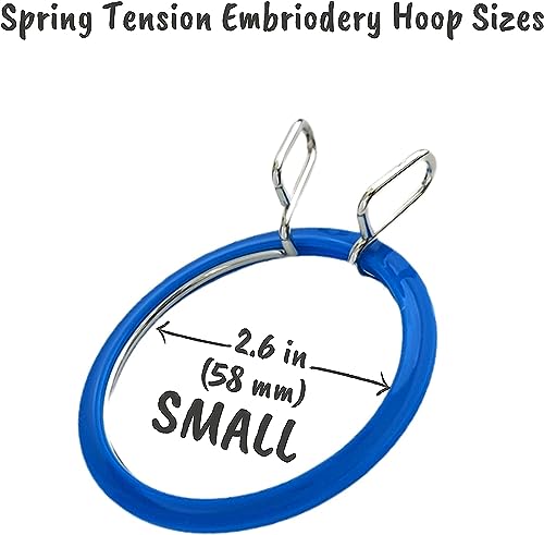 Nurge Premium Quality, Metal Spring Tension Embroidery Hoops, Cross Stich Hoop, Darning Hoops, Embroidery Tension Shed (Blue, Siz Mix) - color: Blue, size: Mix Sizes
