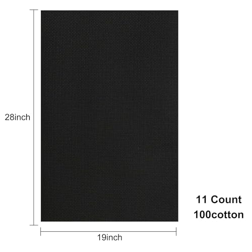 Aida Cloth 11 Count Cross Stitch Fabric,19×28inch (11CT,Black) - color: Black, size: 11CT