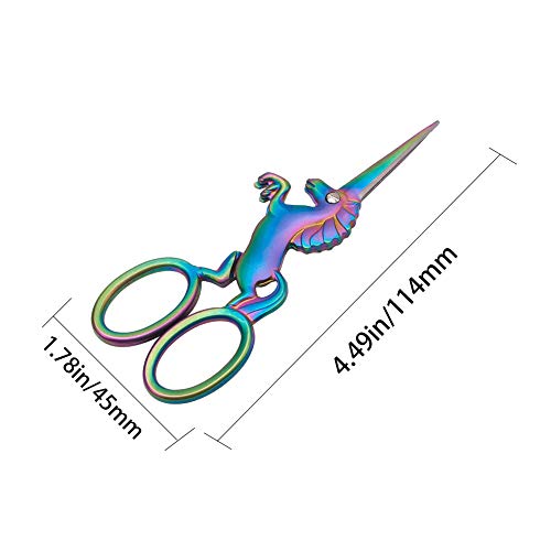 SUNNYCLUE 1pc Unicorn Sewing Scissors 4.5Inch Small Snips Stainless Steel Sharp Tip Brow Shaping Vintage Scissors Shears for DIY Crafting Needle Work Threading Art Work - color: Rainbow Color-1pc-unicorn Scissors