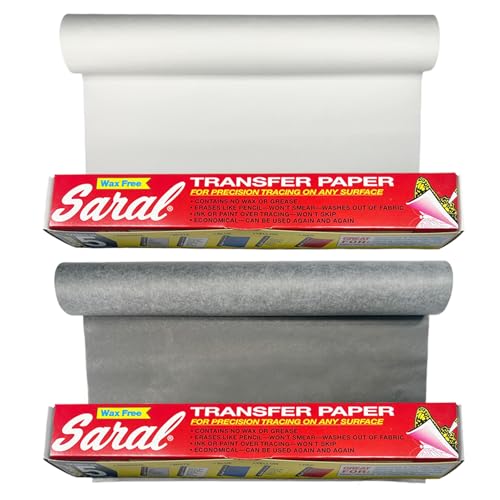 Saral Paper Corp Wax Free Transfer Tracing Paper - Graphite and White - Two 12 Inches x 12 Foot Rolls (One Roll Per Color)