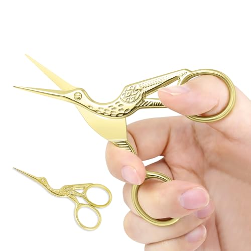 Golden Stork Embroidery Scissors Stainless Steel Sharp Tip Sewing Scissors for Everyday Use, Art Work, Needlework (1 Pcs 4.5Inch and 1 Pcs 3.6Inch) - style: 1 Pcs 4.5Inch and 1 Pcs 3.6Inch