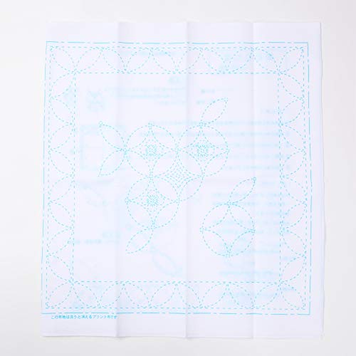 Sashiko kit, Yokota Sashiko Thread and Template Yume Fukin with Original English Manual, Fabric, Japanese Textile (Navy Thread/White Dishcloth 3) - color: Navy Thread / White Dishcloth 3