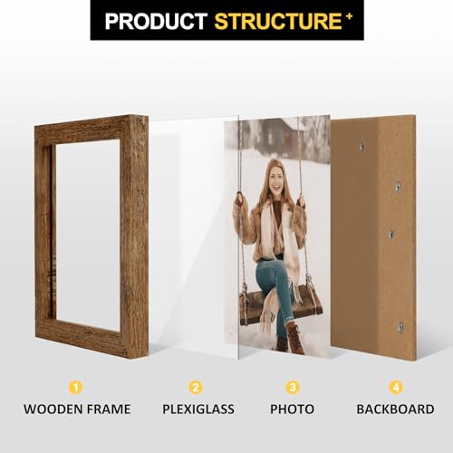 TOFOREVO 5x5 Picture Frames set of 2, Rustic Brown - color: Rustic Wood, size: 5x5