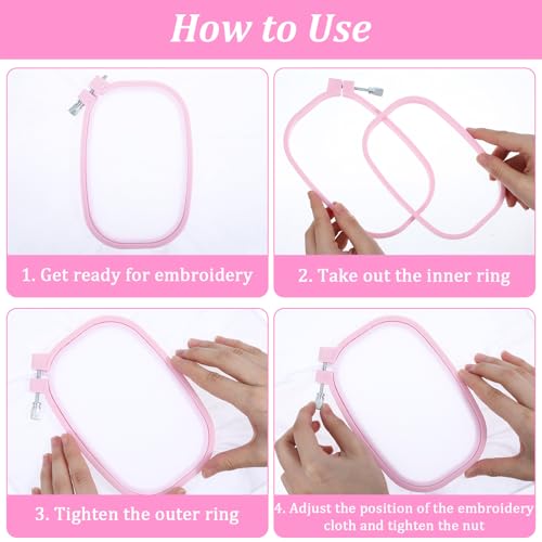 Nogeqi 2PCS Square Embroidery Hoop, Plastic Cross Stitch Hoop, Rectangle Embroidery Ring for Sewing Needlework Cross Stitch Projects (2 Size)