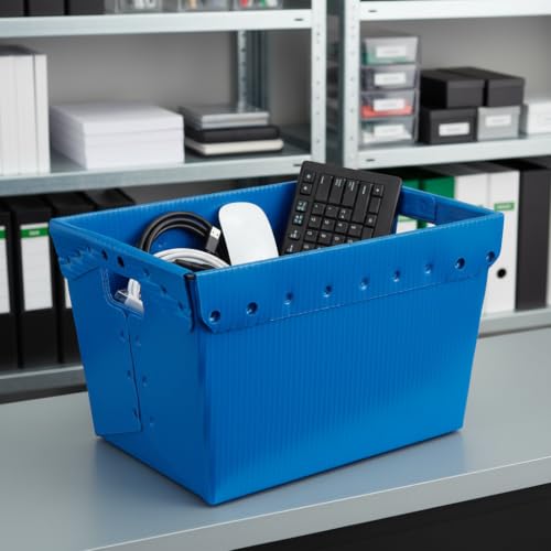 18x13x12" (3 Pack) Space Age Handled Storage Mail Tote, Blue - color: Blue