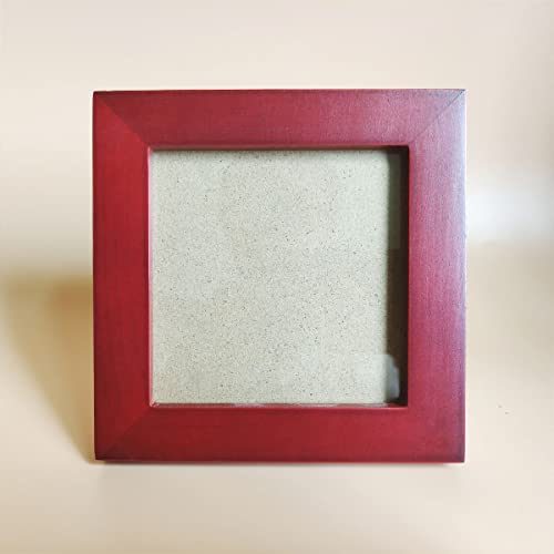 4x4 Picture Frames RED Solid Wood Frame, Plastic Panel (Film Needs to be Removed) Table or Wall.Front Window Opening 3.5x3.5 inch. - color: Red, size: 4x4