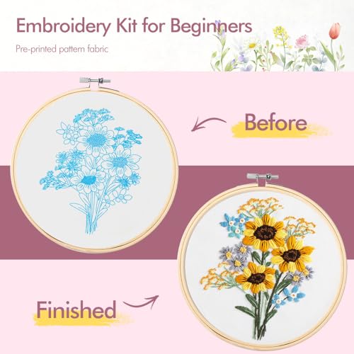 wtisan 5 Pack Embroidery kit for Beginners Adults DIY Starter Kit - color: KIT 03