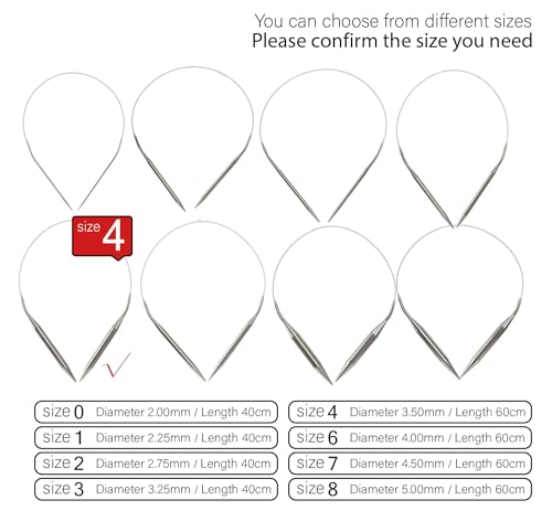 Stainless Steel Circular Knitting Needles Size 4 (3.5mm) 24inch Length - size: US 4(3.5mm) 60mm