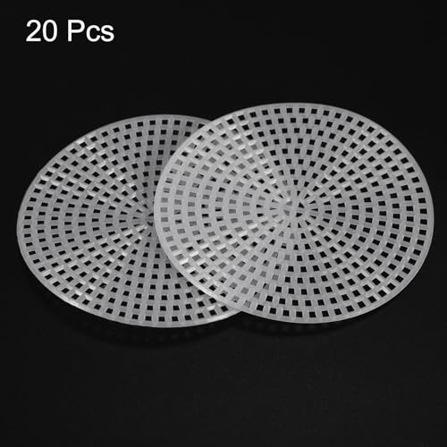 HARFINGTON 20Pcs Round Plastic Canvas Mesh Sheets 3 Inch/7.7cm Circle Blank Canvas Shape Mesh Mat White for Embroidery Knit Crochet Crafting Needlework - size: 3 Inch/7.7cm