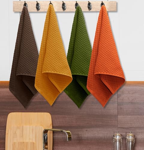 COTTON CRAFT Amazing Kitchen Towel - 12 Pack 100% Cotton Waffle Terry Towel - color: Harvest Multi, size: 12 Pack