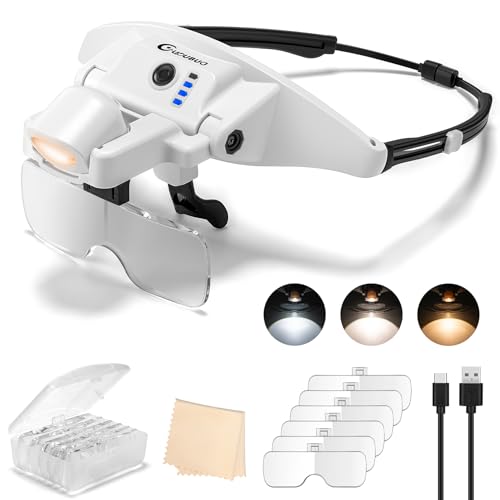 Magnifying Glass with Light 1X-4X, Rechargeable Magnetic Magnifier - color: White