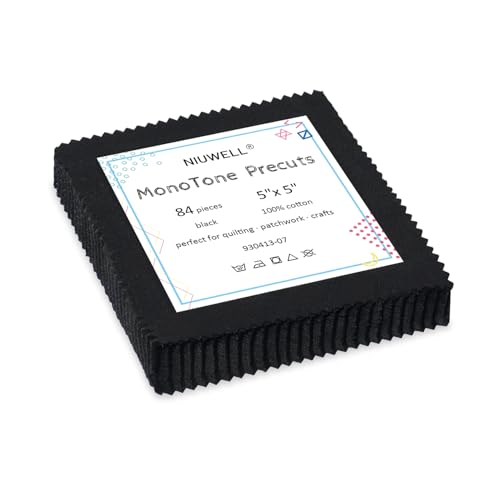 Pre-Cut Cotton Fabric Squares (84pcs 5'' Black) - color: 84pcs 5'' Black