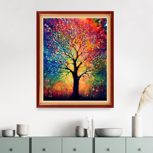 Dimensean Stamped Cross Stitch Kits Full Range of Embroidery Patterns Starter Kits for Beginners Adult DIY Cross Stitches Needlepoint Kits 11CT- Colorful Night Light Tree 16x20 inch - color: Craftpattern21