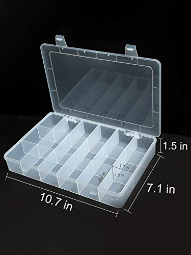 UHOUSE 2 PCS Clear Plastic Organizer Box，18 Grids Bead Storage Bins