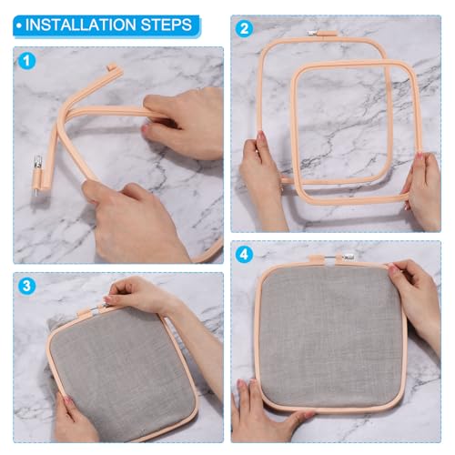 PATIKIL 1 Pieces Square Embroidery Hoops Square Cross Stitch Hoops Frames ABS Plastic Embroidery Hoops for DIY Sewing Tools for Art Craft, Beige - color: Beige