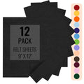 IONTACH 9" X 12" Felt Fabric Sheets 1.6mm Thick (12 Packs, Black) - color: Black