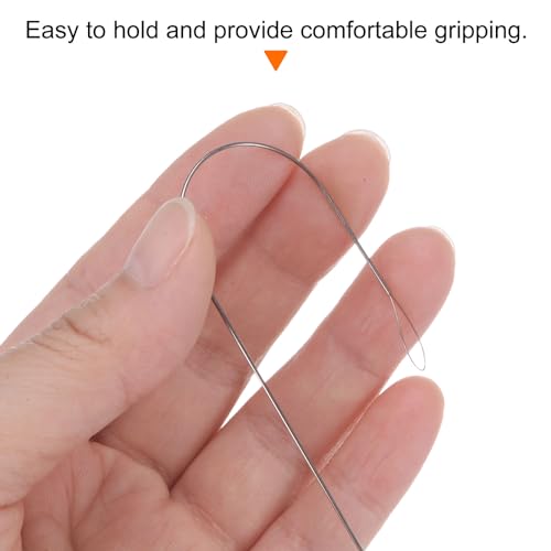 HARFINGTON 5pcs Bead Spinner Needles 0.6mm 0.7mm Dia Large Eye Curved Beading Needle Stainless Steel Embroidery Sewing Needles