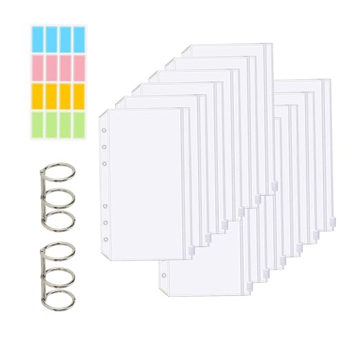 25PCS A6 Size Circular Knitting Needle Case Waterproof Binder Zipper Folders 2 Three-Ring Binders for Round Knitting Needles Bag Waterproof Loose Leaf Bag Knitting Needles Storage