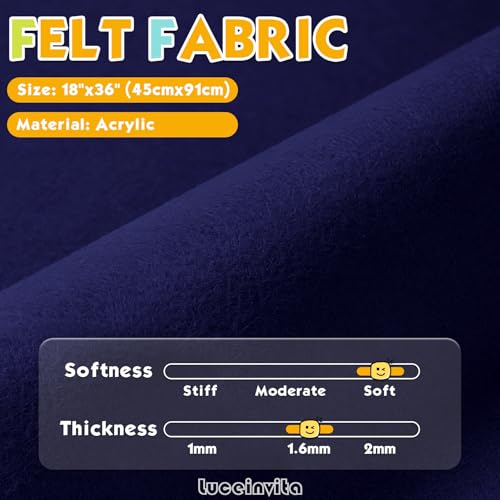 Navy Blue 18" X 36" Felt Fabric Sheet - 1.6mm Thickness - color: Navy Blue, size: 18" x 36"
