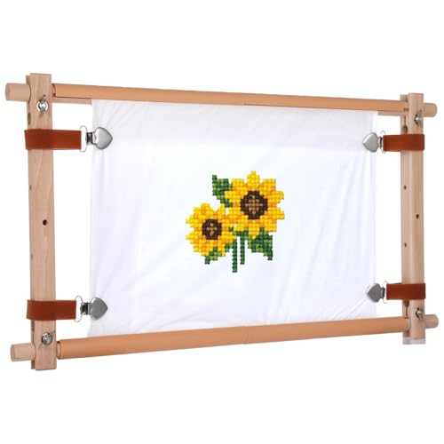 Wooden Embroidery Tapestry Scroll Frame, 21.5 x 12 Inches Beech Wood Cross Stitch Frame, Quilting Hoop Stand, Needlepoint Embroidery Tapestry Wood Frame, Stitching Frame for Sewing