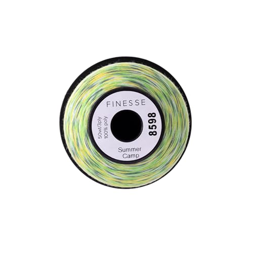 Finesse Variegated Thread | 100% Polyester, 3ply, 50wt | 1100yds Stackable Thread Cones for Quilting and Sewing… (Summer Camp) - color: Summer Camp