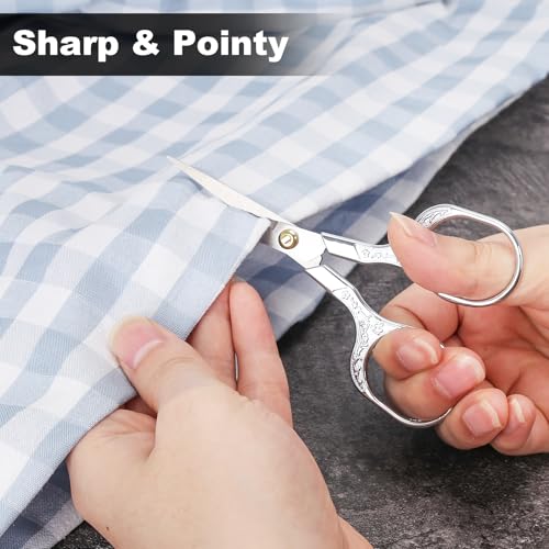 Small Embroidery Scissors,Set of 2 Sewing & Craft Scissors for Precision Cutting,Stainless Steel Fabric Paper Scissor,Gold & Silver